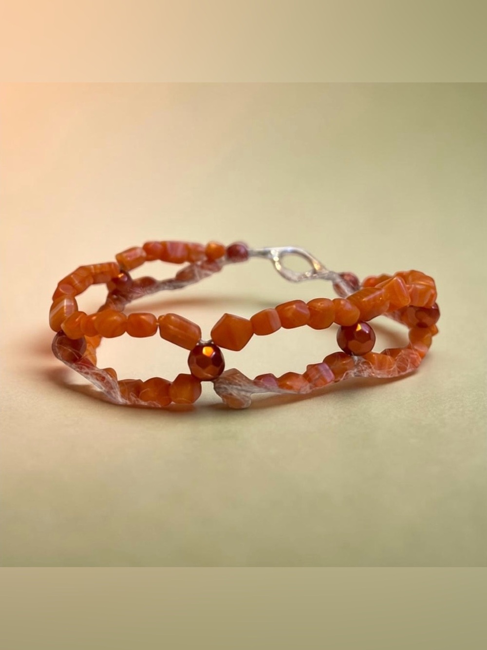 NWOT Orange Beaded Bracelet - Vibrant Carnelian Tone Stones